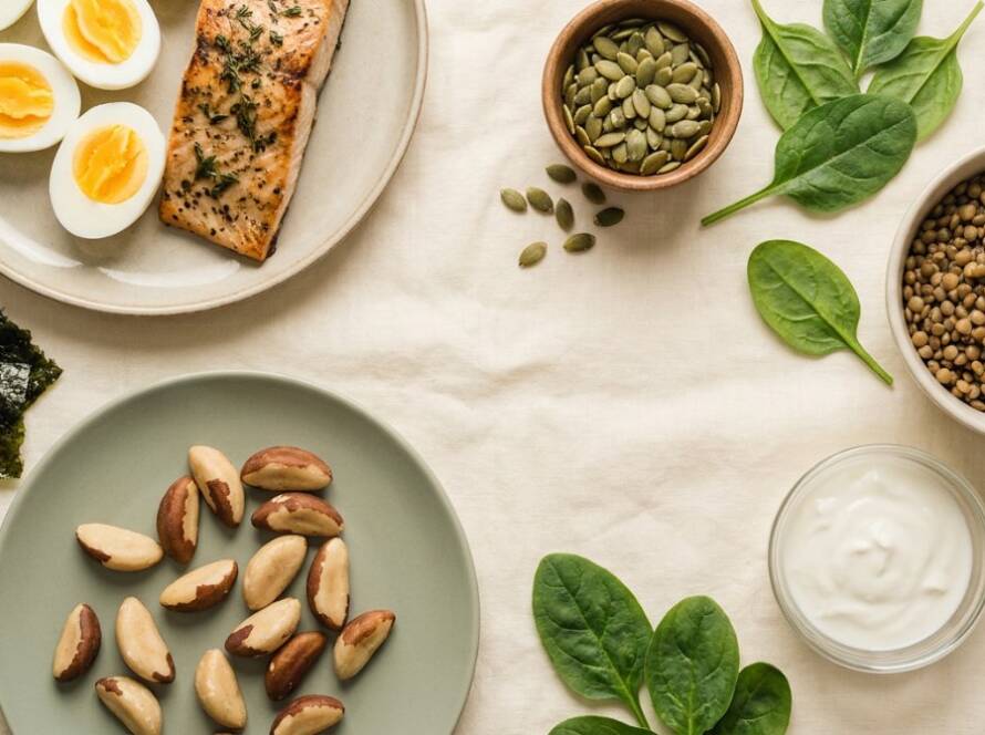 Hashimoto diyeti için tiroit dostu besinler: balık, ceviz, yumurta, brokoli ve yeşil yapraklı sebzeler